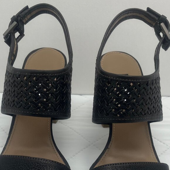 ECCO Dressy Leather Slingback Sandles with Wooden Heels - Authentic - Picture 3 of 12